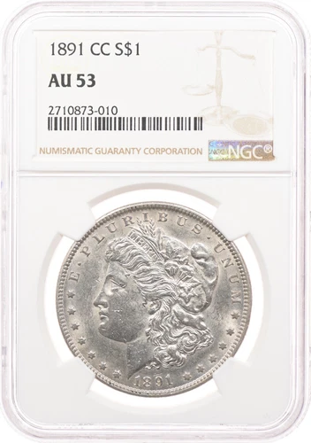 1891-CC $1 NGC AU53 Morgan Silver Dollar Carson City