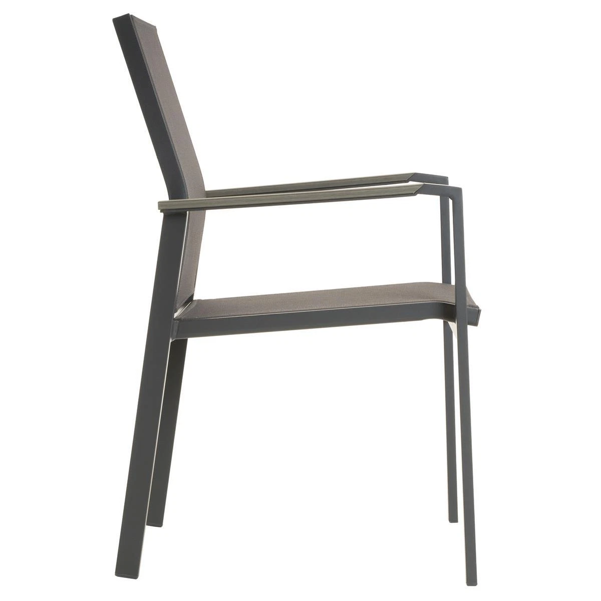 Juego de 2 sillas de jardín silla apilable silla de terraza silla de playa antracita aluminio Teslin