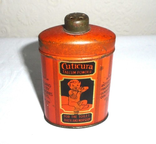 Lata y contenido en polvo de talco Little Cuticura vintage/publicidad coleccionable - Imagen 5 de 9