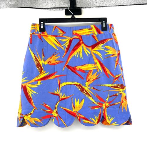 Ana Clare Blue Floral Print Cotton Blend Skort Women's Medium Golf Tennis - Picture 2 of 4