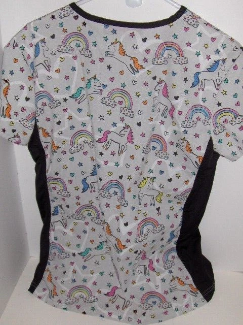 Green Town - unicorns and rainbows scrub top -  X Small - Image 3 of 3