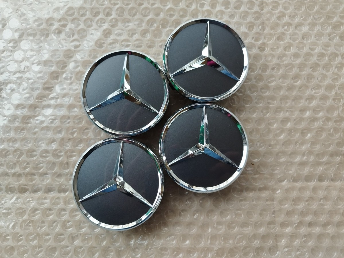 4xMercedes OEM Wheel Center Caps Emblem 75mm A0004002700 Titan 