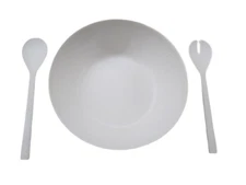 NEW Bamboo Fiber 12" Salad Bowl Set 3-piece set Speckled White