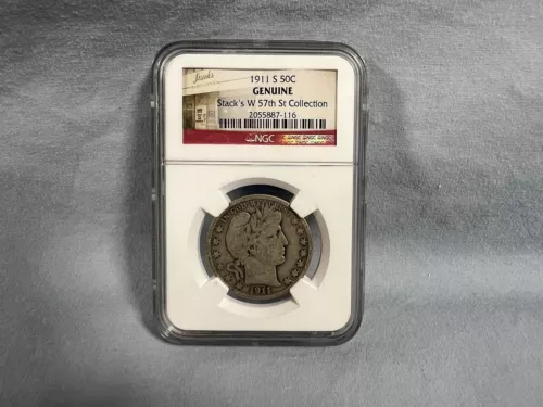 1911-S Barber 50c Half Dollar NGC Genuine Stack's W 57th St Collection