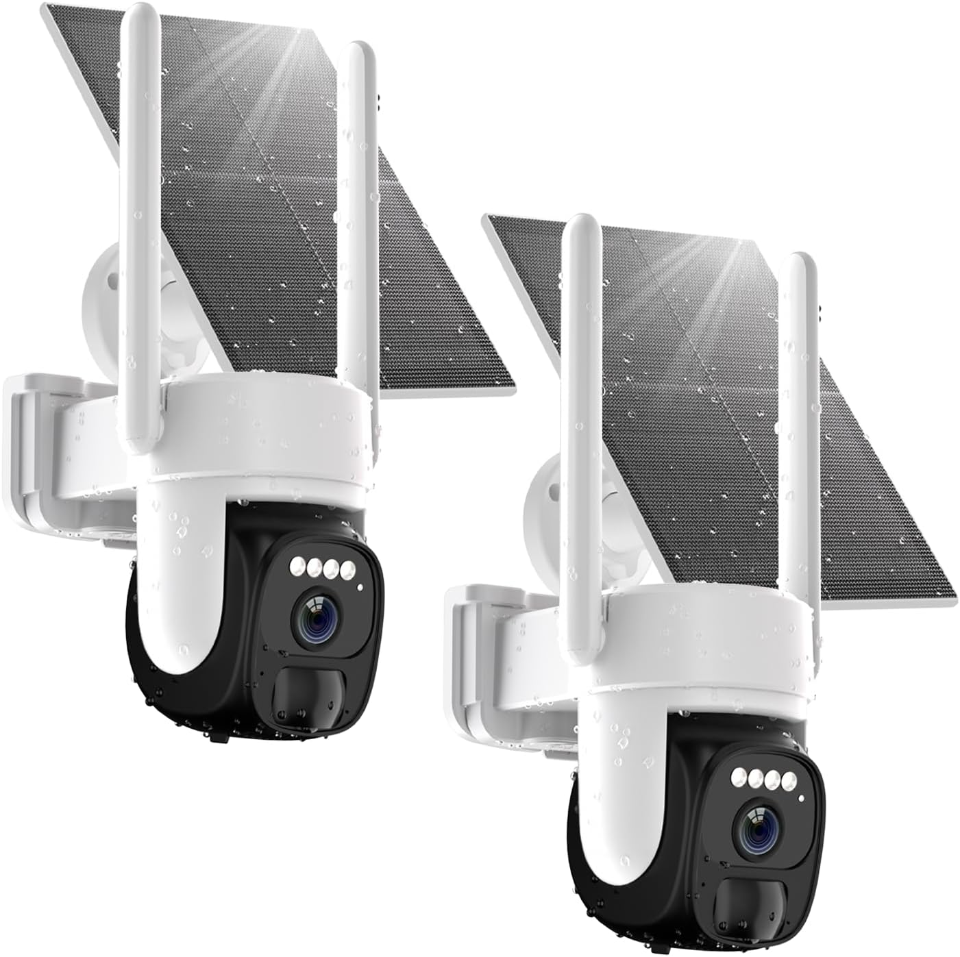 2Pcs 2K Solar Security Camera Wireless Outdoor, 360° Pan Tilt Wifi Camera for Ho