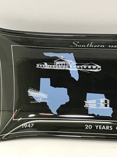 Vintage Southern Farm Bureau Insurance 20 Years Service Award Glass Desk Tray 67 - Picture 5 of 5