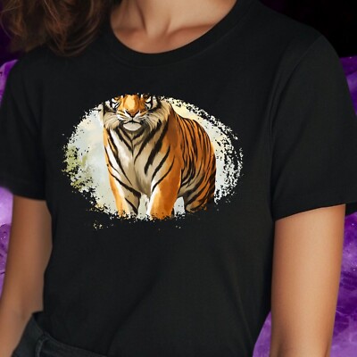 Ladies Tiger Print Cotton T Shirt Size S to 3XL