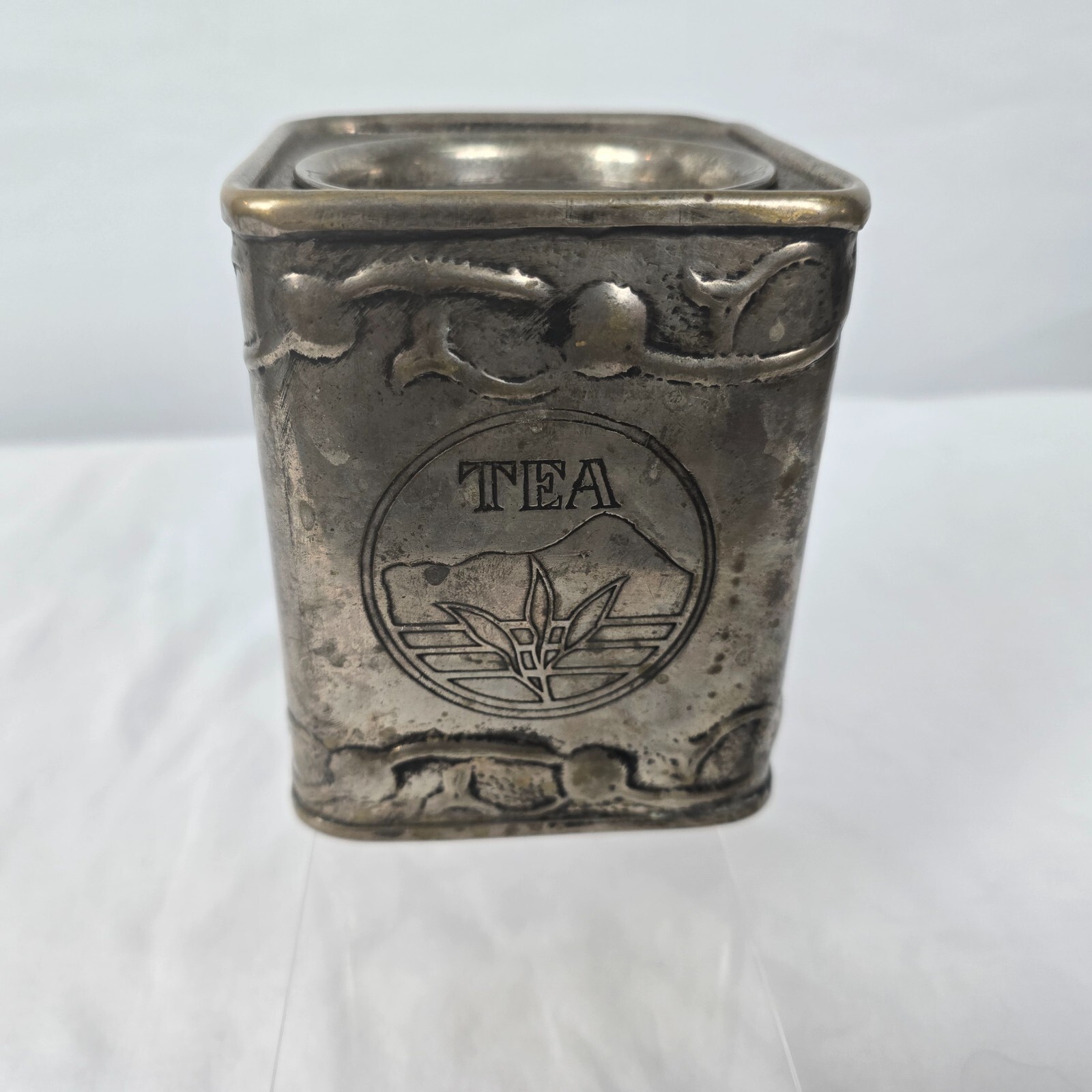Vintage Tin Tea Canister Made in India 3.75" x 3.75" x 4.5" Decorative