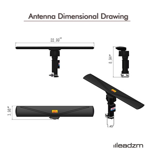 990 Miles Leadzm Outdoor Amplified HD TV Antenna UV Dual-band 20±3dB UHF/VHF/FM - Picture 11 of 15