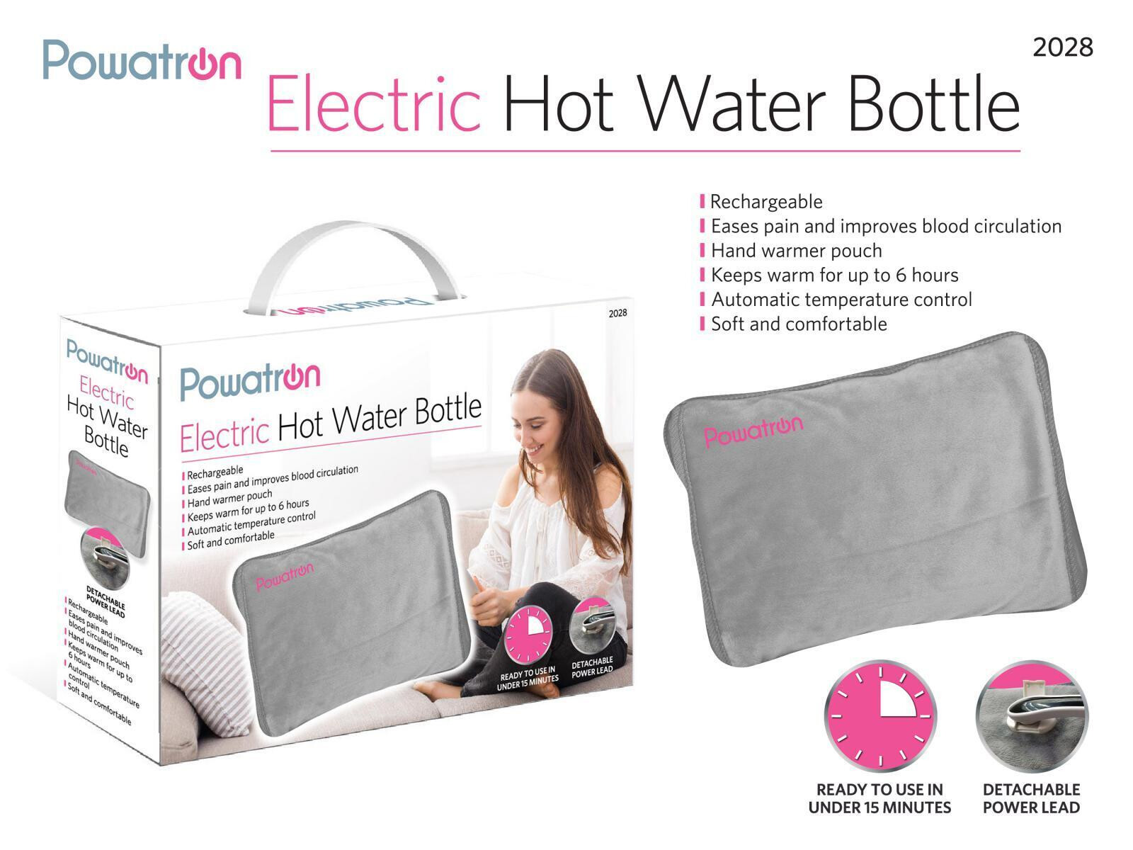 Electric Rechargeable Hot Water Bottle Cozy Bed Hand Warmer Massaging