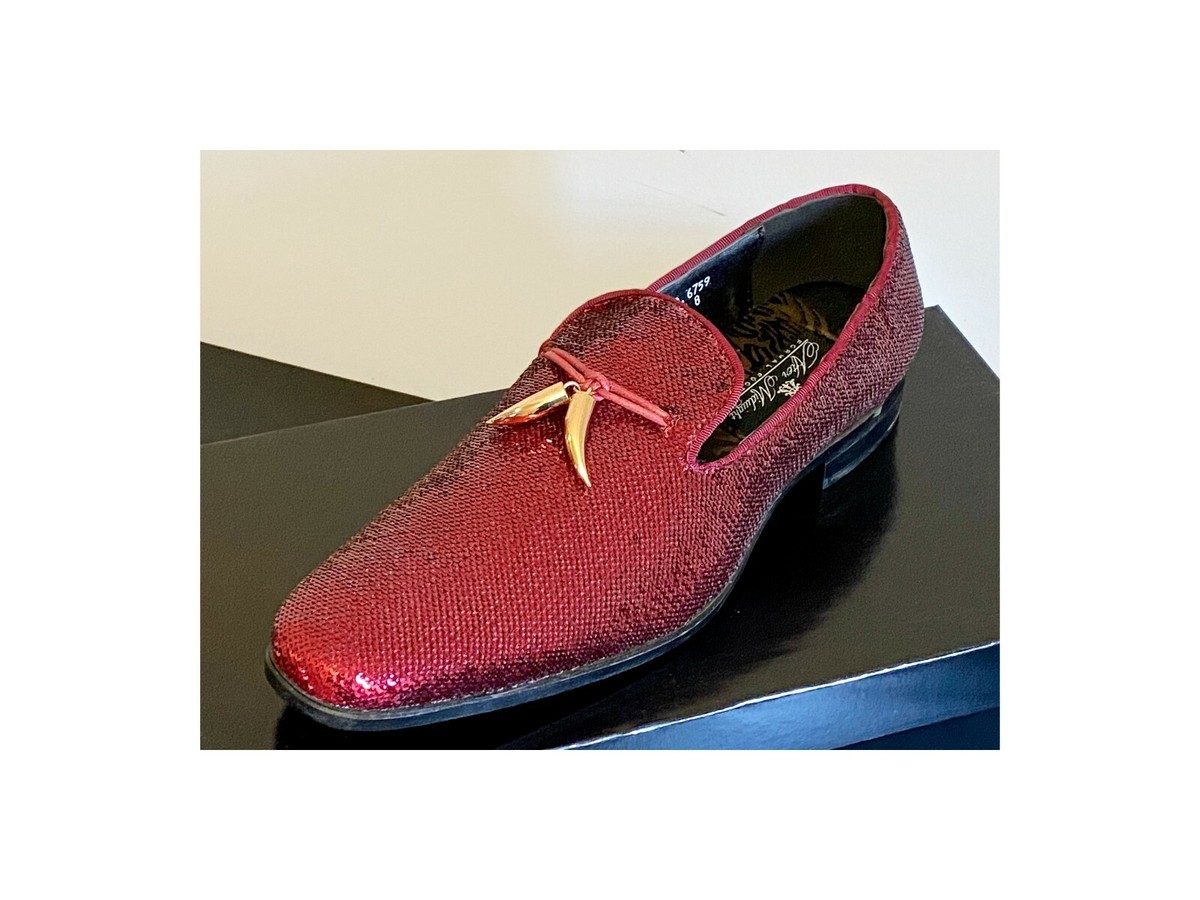 Glitter Loafers Mens Red Sequin Shoes AfterMidnight 6759 Red