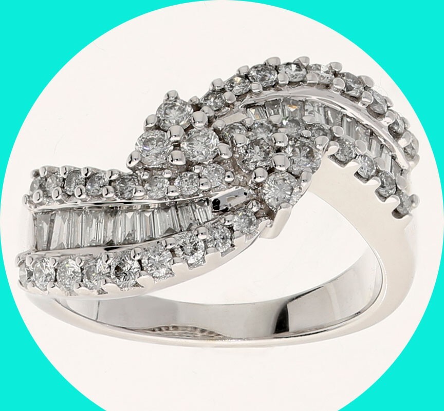 EFFY 14K White Gold Diamond Anniversary Wedding Band 1.10CT Size 7-image