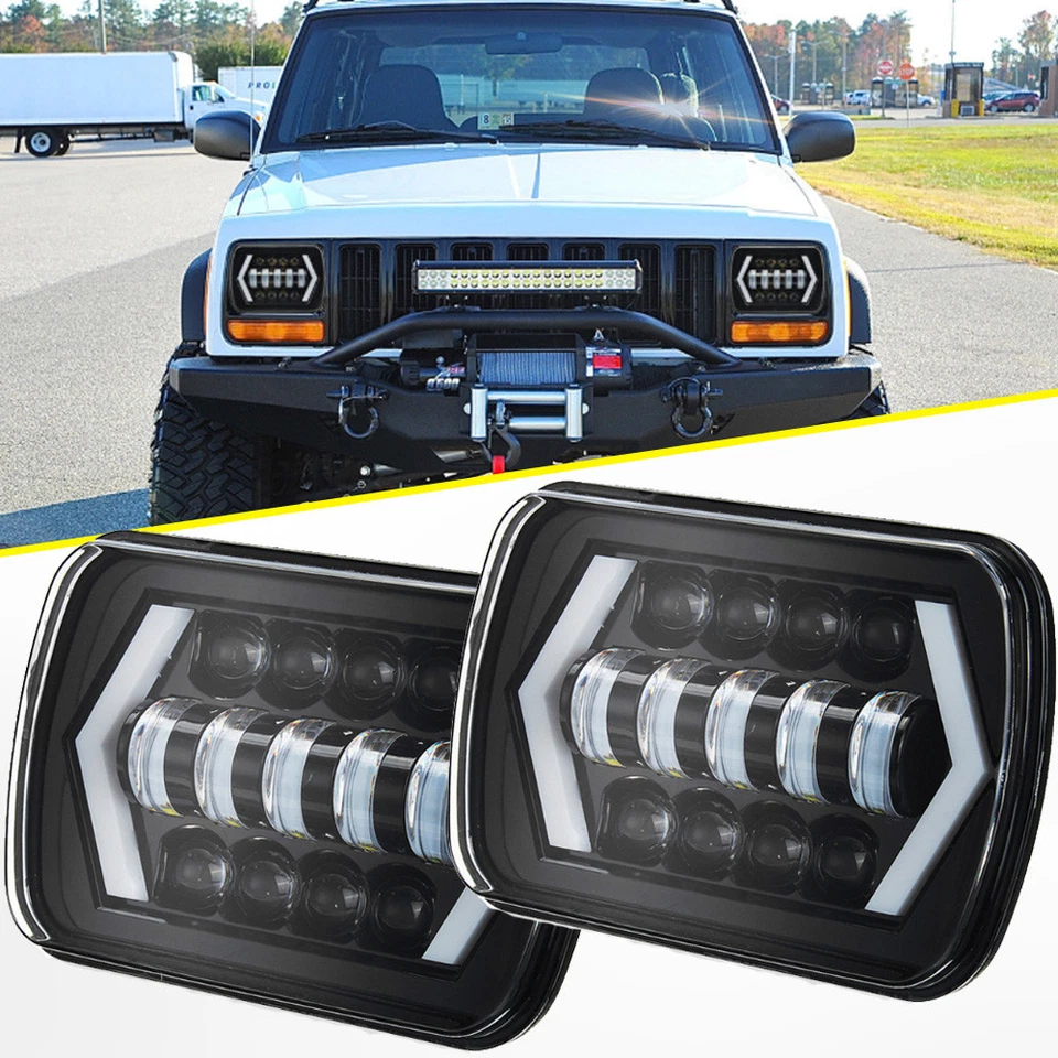 Barra de luz LED 20" + Faro LED DRL de 7X6" para Jeep Cherokee XJ Wrangler YJ Foto 4 de 4