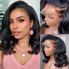 Wear and Go Glueless Short Bob Wig Brazilian LooseWave Lace Front Wig Human Hair