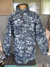 USN Gore Tex Blue NWU APECS Rain Jacket Parka, SMALL LONG