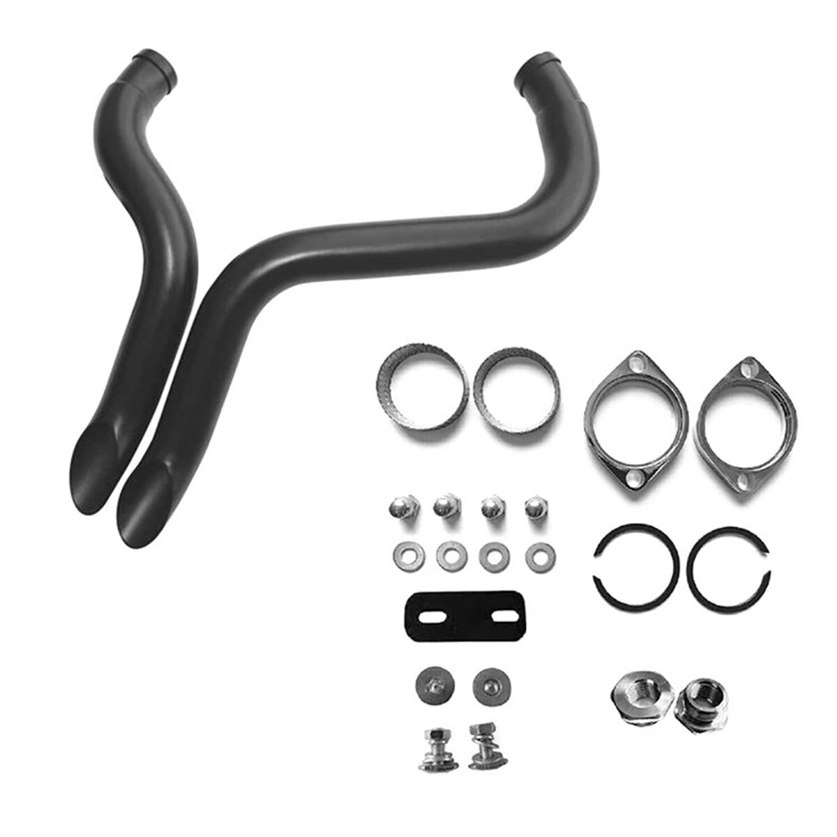 2" LAF Exhaust Pipes w/ Flange Kits for Harley Sportster Dyna Matte