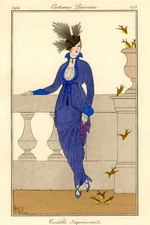 1914 Parisian Fashion Lady Afternoon Dresses Paris Vintage Poster Repro FREE S/H