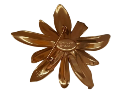 ❤️CHANEL Vintage Gold Toned Flower Brooch,sublimage,Authentic