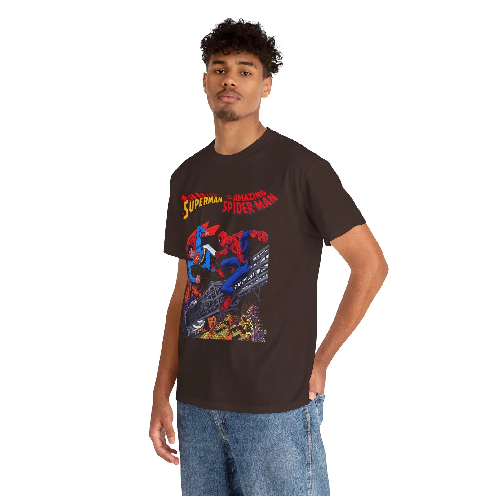 Superman & Amazing Spider-Man T-Shirt - DC/Marvel Comics Crossover - 1970s