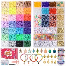 7000 Pcs Bracelet Making Kit - 28 Colors Clay Beads for Bracelet Making-Frie...
