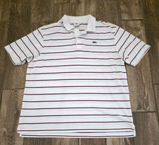 Lacoste Sport Classic Fit Mesh Short Sleeve Golf Polo Shirt White Stripe 2XL FR7