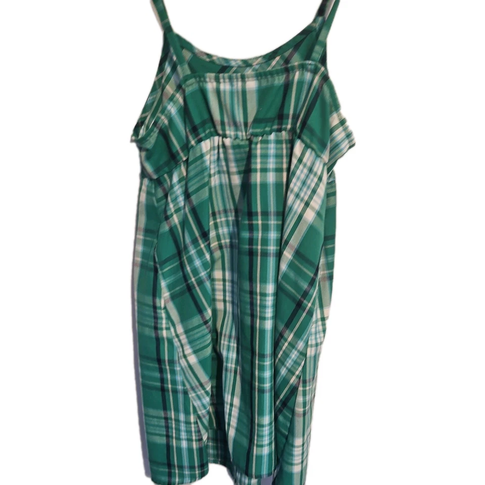 Vtg Justice Girls Checked Green Romper dress sz 12 y2k - Image 3 of 4