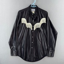 Vintage Rockmount Ranchwear Shirt Mens15 Fits Small Satin Fringe Pearl Snap