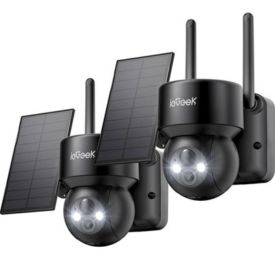 ieGeek 2K Überwachungskamera Aussen Akku mit PTZ 355° PIR-Erkennung & Solarpanel