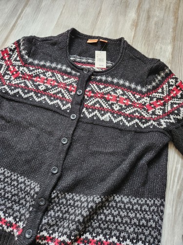 NWT North Crest Black Sparkle Striped Button Front Cardigan Plus Sizs 3XL - Picture 2 of 8