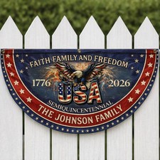 Custom Personalized 250th Anniversary USA Patriotic Semicircle Flag