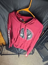 NWT MARVEL DEADPOOL SPIDERMAN MENS HOODIE PULLOVER SWEATSHIRT RED SIZE MEDIUM