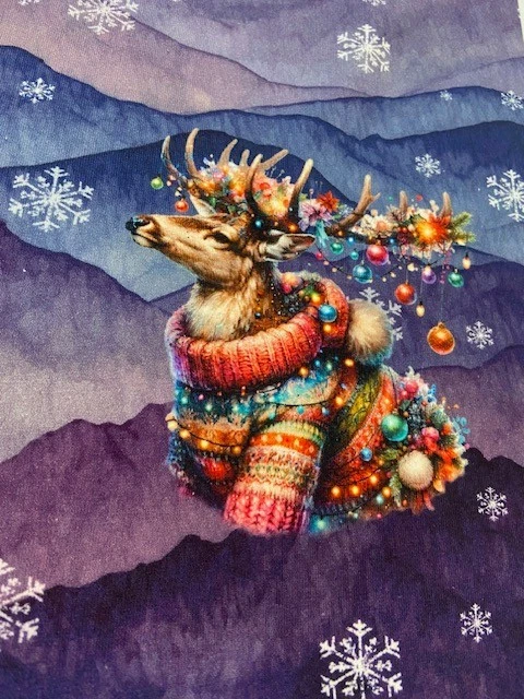 French Terry angeraut "Rentier Panel" Weihnachtsstoff - Bild 3 von 4