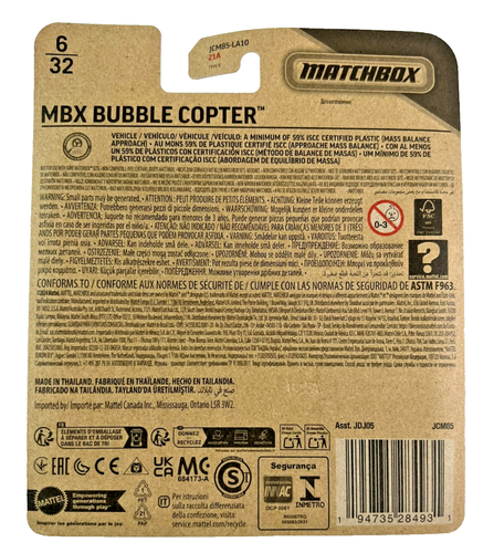 Mattel Matchbox Skybusters / Sky Buster 6/32 MBX Bubble Copter Helicopter - New - Picture 2 of 2