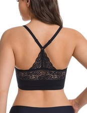 Womens Jelly Bra Seamless Wireless Lace Racerback Bralette Buttery Soft Comfo...