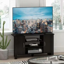 Econ Espresso Wood TV Stand W/ 6 Drawer W/ Open Storage