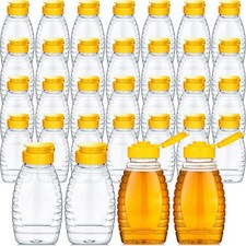 Eccliy 32 Pcs 8.8 oz Clear Plastic Honey Jar Empty Bottles 8 oz, Yellow