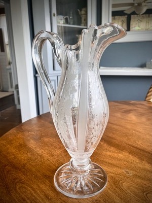 Gorgeous ABP Cut Glass-Grapes-Engraved-Pitcher-American Brilliant Period