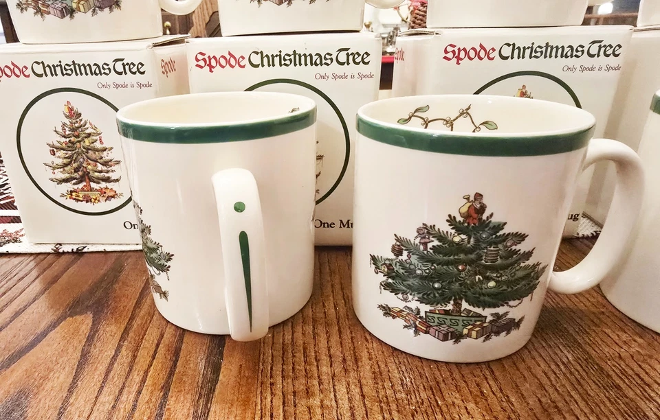 Spode Christmas Tree Mugs Set of 7 about 3.25" Tall #415 - Image 4 of 4