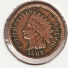 US Rare Old West 1907 Indian Head Penny Coin American Collection Shield Cent USA