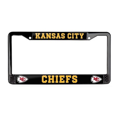 Kansas City Chiefs NFL 3D Polyurethane Domed Black License Plate Frame Car-SUV
