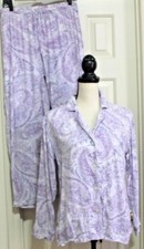 Lauren Ralph Lauren 2 Piece Size Medium Pajama Set Monogram Purple White Women's