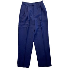 Vintage Ralph Lauren Purple Label Women  s Dress Pants Pleated Front Navy Blue 10