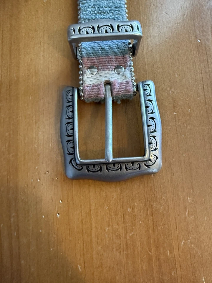 Cinturón Vintage Años 90 Elite Fresno Calif Pastel Colorido Tejido Tapiz Boho Talla-L Foto 4 de 4