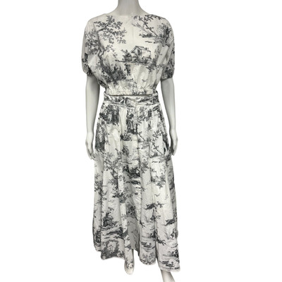 PHILOSOPHY White Toile De Jouy Print Crop Top Pleated Midi A-line Skirt Set 2/6