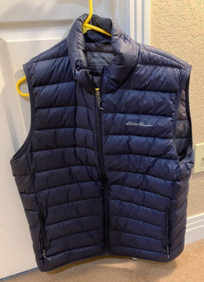 Eddie Bauer 650 Down Vest Men's Large Color Blue Mint Condition