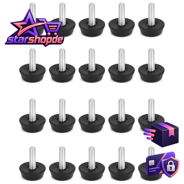 Verstellbare MöBelfüßE SchraubfüßE M6X20Mm 20 StüCk Schwarz MöBelzubehöR-image