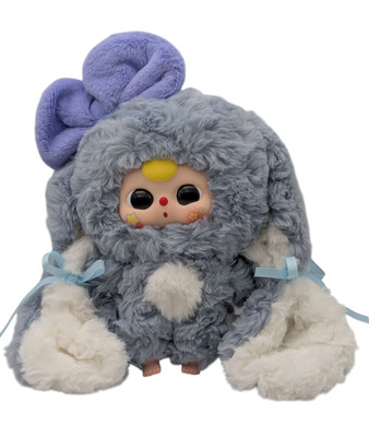Baby Three BB3 Bunny Return Rabbit Plush   Blue & White w/ Purple Bow -Authentic