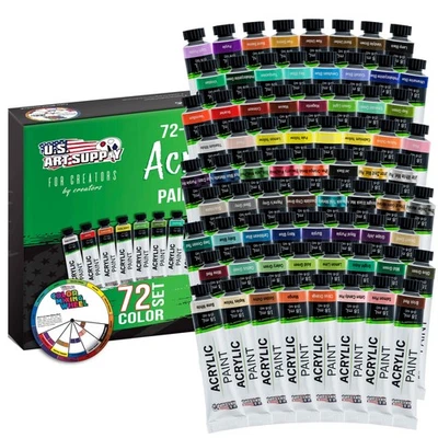 U.S. ART SUPPLY 72 Color Set of Acrylic Paint in Large 18ml Tubes - Bonus Color Mixing Wheel