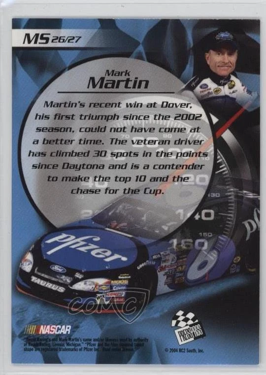 2005 Press Pass Collectors Series Making the Show Mark Martin #MS26 HOF - Image 2 of 2