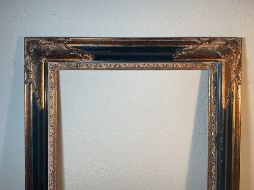 "Marco de madera negro dorado ornamentado vintage se adapta al arte 14"" X 18""" - Imagen 5 de 14